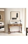 Console medio stile impero con bronzo e marmo bianco - 8