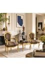 Lenestol barokk rococo stil leopard trykt stoff og gull tre - 9