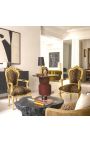 Poltrona barocco rococo in tessuto stampato leopardo e legno d'oro - 6