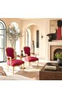 Poltrone barocco Louis XV stile con tessuto satinato rosso bordeaux e legno dorato - 9