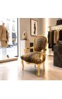 Barokowy fotel w stylu Ludwika XV lamparta i złotego drewna - 10