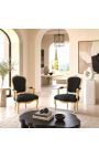 Barok-tugitool Louis XV Stiil Black Velvet ja Gold Wood - 5