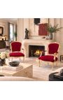 Sillón barroco de Louis XV Estilo rojo borgoña terciopelo y madera de oro - 9