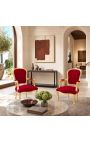 Sillón barroco de Louis XV Estilo rojo borgoña terciopelo y madera de oro - 2