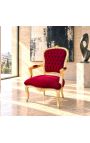Poltrona barocca di Louis XV Velvetto in stile rosso stile rosso e legno d'oro - 15