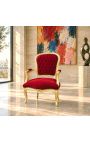 Barock fåtölj av Louis XV stil röd burgundy sammet och guld trä - 12