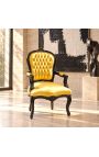 Baročni fotelj Louis XV Style Gold Leathlete in sijajni črni les - 14