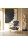 Scaun baroc în stilul Louis XV, albastru și "Gobelini" țesut de model și lemn - 15