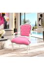 Barokk lenestol av Louis XV Stil Rosa Velvet Fabric and White Wood - 10