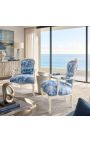 [Limited Edition] Fotmenai Louis XV Stilius Toile de Jouy Blue & Beige Patintos medienos - 6