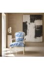 [Limited Edition] Fotelj Louis XV slog toile de jouy modra in beige patinirani les - 7