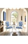 [Limited Edition] Fotmenai Louis XV Stilius Toile de Jouy Blue & Beige Patintos medienos - 3