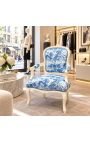 [Limited Edition] Fotmenai Louis XV Stilius Toile de Jouy Blue & Beige Patintos medienos - 11
