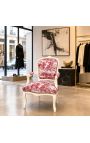 [Limited Edition] Lænestol af Louis XV Style Toile de Jouy og beige patineret træ - 5