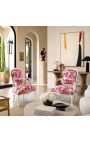 [Limited Edition] Poltrona de Louis XV Estilo Toile de Jouy e madeira patinada bege - 3