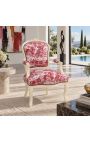 [Limited Edition] Křeslo Louis XV Styl Toile De Jouy a béžové patinované dřevo - 4