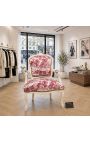 [Limited Edition] Fotelja Louis XV stil toile de jouy i bež patinirana drvo - 11