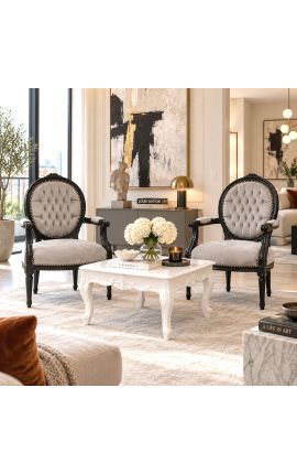 Quadratischer Couchtisch Barock weiß glänzend lackiert - 2