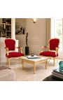 Barocksessel von Louis XV Stil roter Burgunder Samt und Goldholz - 11