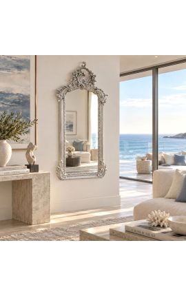 Silver Louis XV rocaille style rectangular mirror - 102 cm x 53 cm - 2