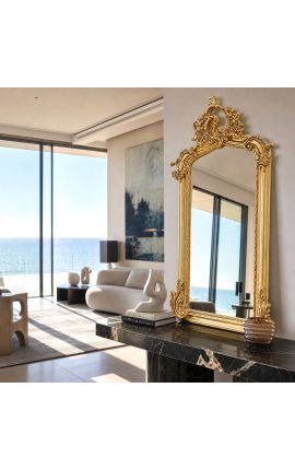 Mirall rectangular d'estil rocallós d'or Louis XV - 102 cm x 53 cm - 2