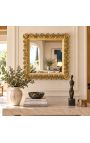 Барокко квадратное зеркало в золотой древесине с листами аканта - 66 cm x 66 cm - 13