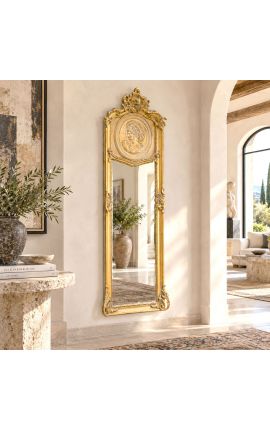 Miroir psyché de style Louis XV doré profil féminin - 2