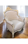 Armchair "hercegnő" Baroque stílusú bézs bőrta és bézs barokk fa