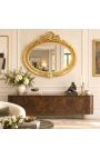 Zeer grote gouden horizontale ovale barok spiegel - 6