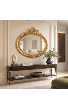 Mirall barroc horitzontal oval daurat molt gran - 2