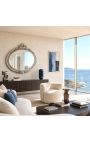 Veľmi veľké strieborné horizontálne oválne barokové zrkadlo - 12