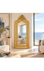 Très grand miroir baroque doré de style Louis XVI bicorne - 6