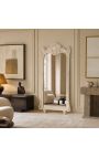 Grand miroir baroque rectangulaire beige patiné - 7