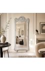 Grand miroir baroque rectangulaire argenté - 4