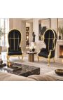 Grand porters stol i barokkstil svart fløyel og gulltre - 5