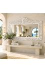 Enorme miroir de style baroque en bois laqué blanc - 8