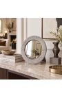 Καθρέφτης στρογγυλό τραπέζι με πραγματικό γκρι δέρμα αγελάδας - 3