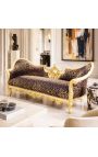 Barokowa sofa w stylu medalionu Napoleona III, tkanina w panterkę i złote drewno - 2