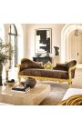 Barroco Napoleón III medallón estilo sofá leopardo tela y madera de oro - 4