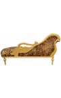 Grande chaise longue barocco con un tessuto scolpito leopardo cigno e legno d'oro - 14