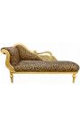 Gran chaise barroc llarg amb un teixit de lleopard de cigne tallat i fusta d'or - 1