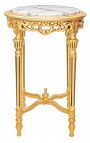 Modelo alto redondo Louis XVI Estilo Mesa de Mármore Branco com madeira dourada - 10