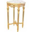 Høy modell runde Louis XVI Stil hvitt marmor sidebord med forgylt tre - 1