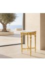Tall model round Louis XVI style white marble side table with gilt wood - 7