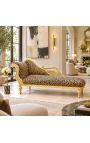 Großes barocken Chaise-Longue mit einem geschnitzten Swan Leopard-Stoff und Goldholz - 2