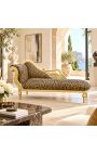Großes barocken Chaise-Longue mit einem geschnitzten Swan Leopard-Stoff und Goldholz - 3