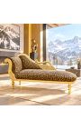 Chaise baroc mare seniță cu o țesătură de leopard leopard sculptată și lemn de aur - 7
