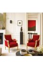 Gran bergère louis XVI vellut Bordeus i fusta daurada - 2