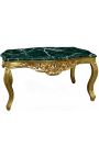Kávový stůl barokní styl pozlacené dřevo se zeleným mramorem