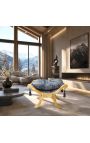 "Dagobert" Bench Blue "Gobelins" сатен тъкани и златно дърво - 3